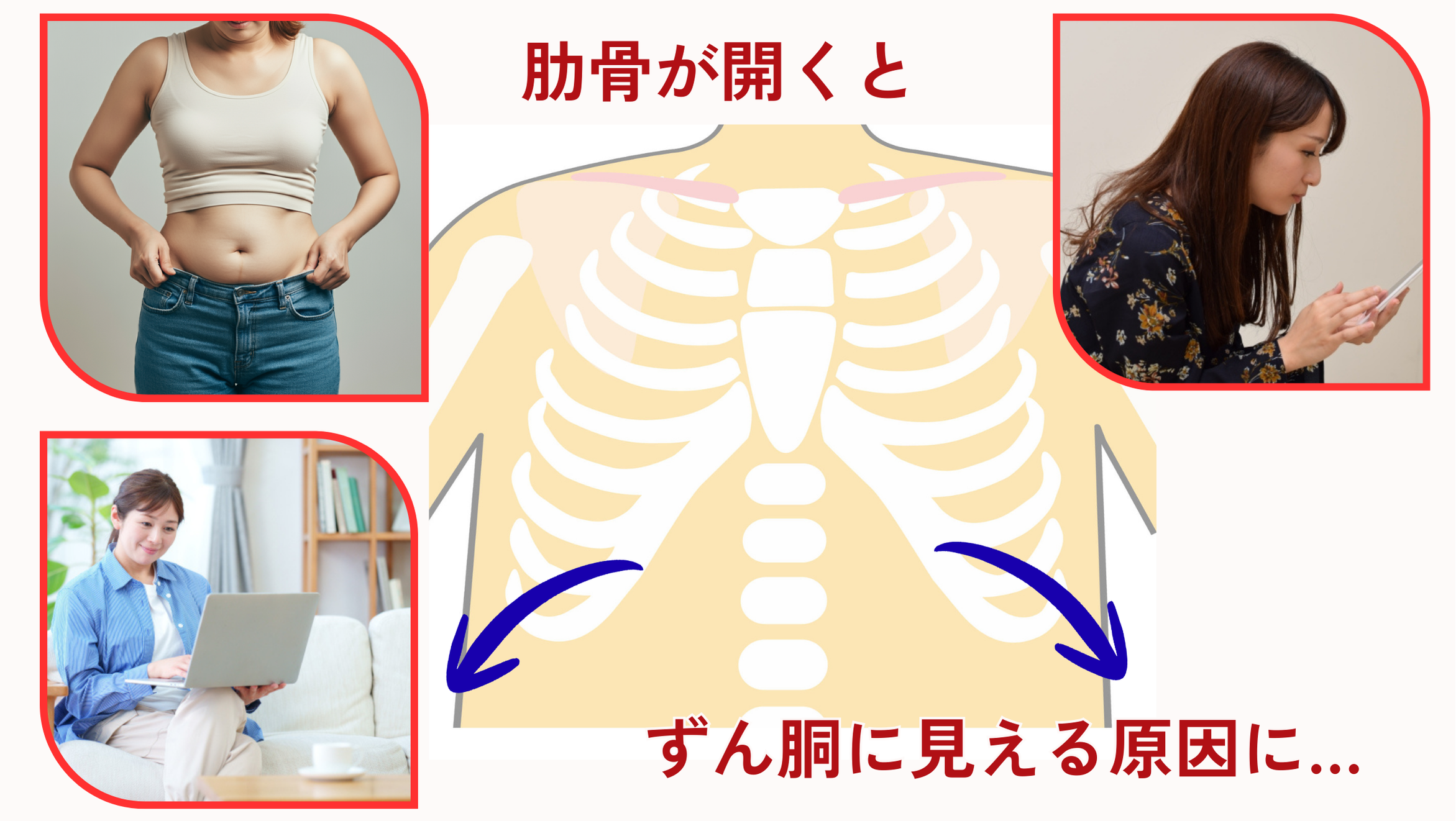 ずん胴のわけは肋骨(あばら)の開きが原因？